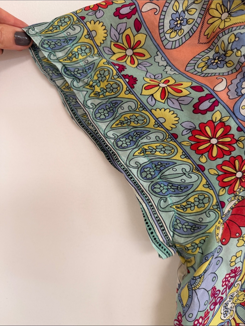 Johnny Was Floral Embroidered Square Neck Silk Boho Top, SIZE M, See Description - Picture 5 of 6